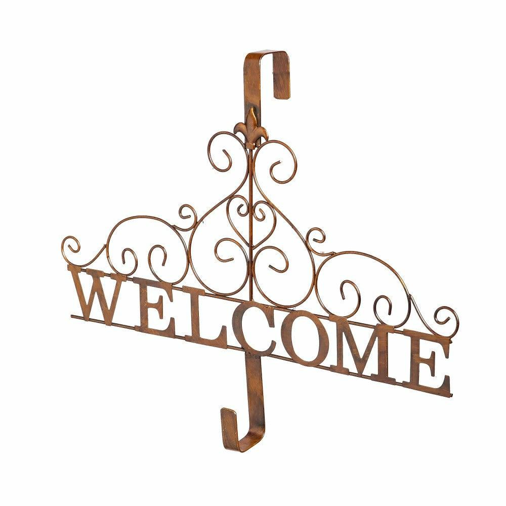 Plow & Hearth Metallic Copper Fleur-de-Lis Welcome Wreath Holder