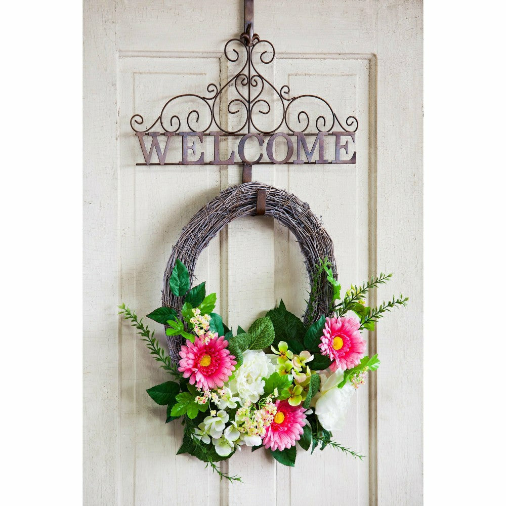 Plow & Hearth Metallic Copper Fleur-de-Lis Welcome Wreath Holder