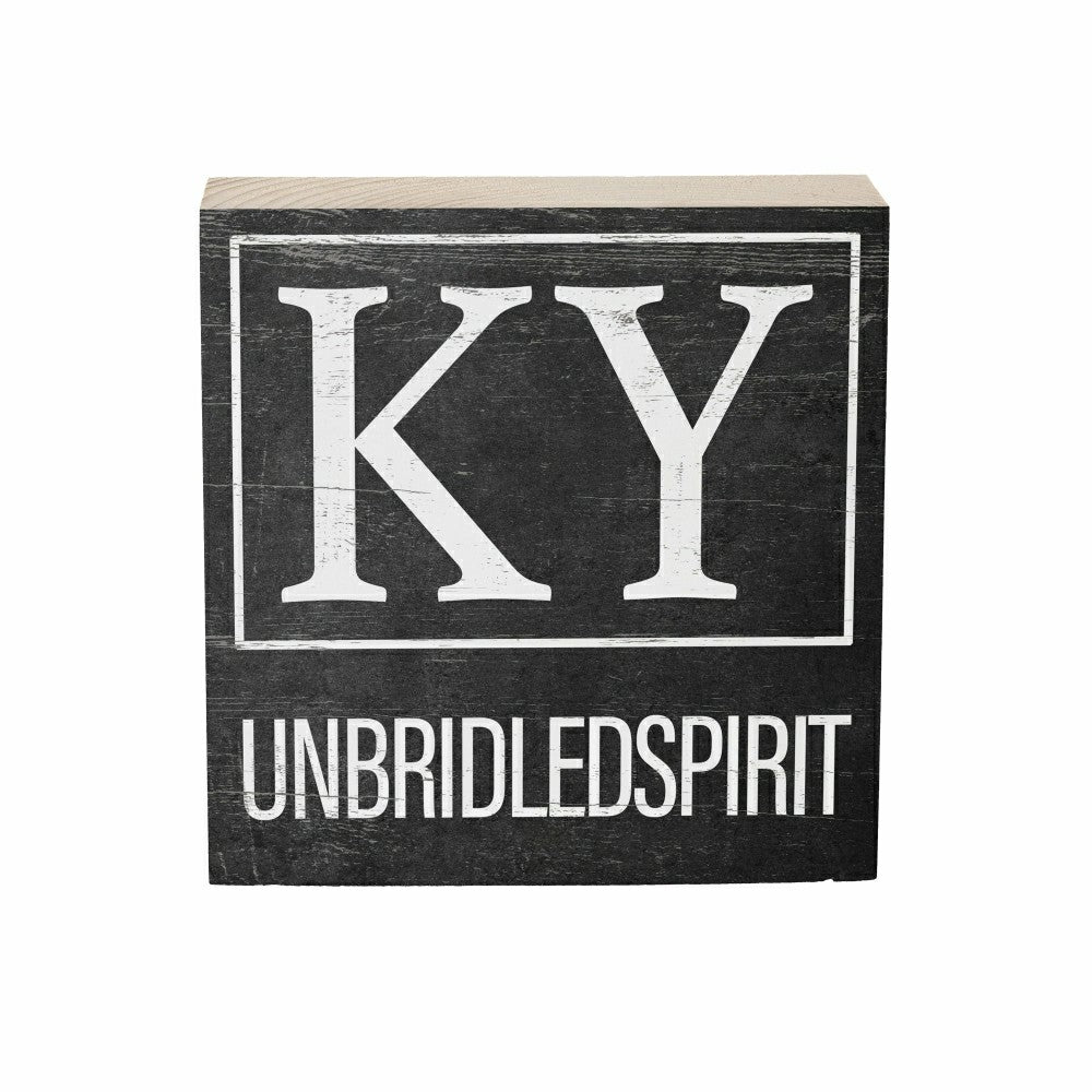 Plow & Hearth State Sign Wood Block Kentucky 6"x6"