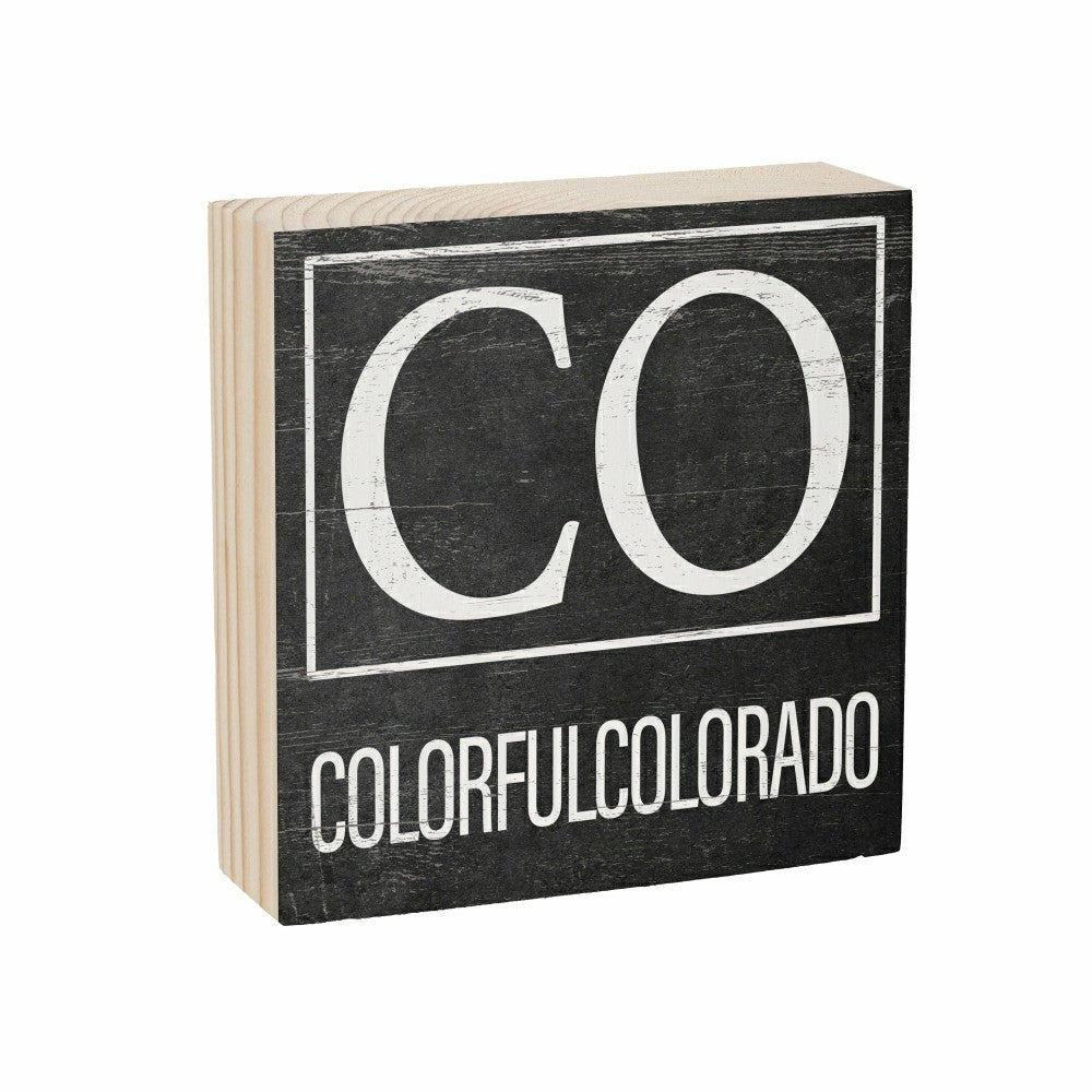 Plow & Hearth State Sign Wood Block Colorado 6"x6"
