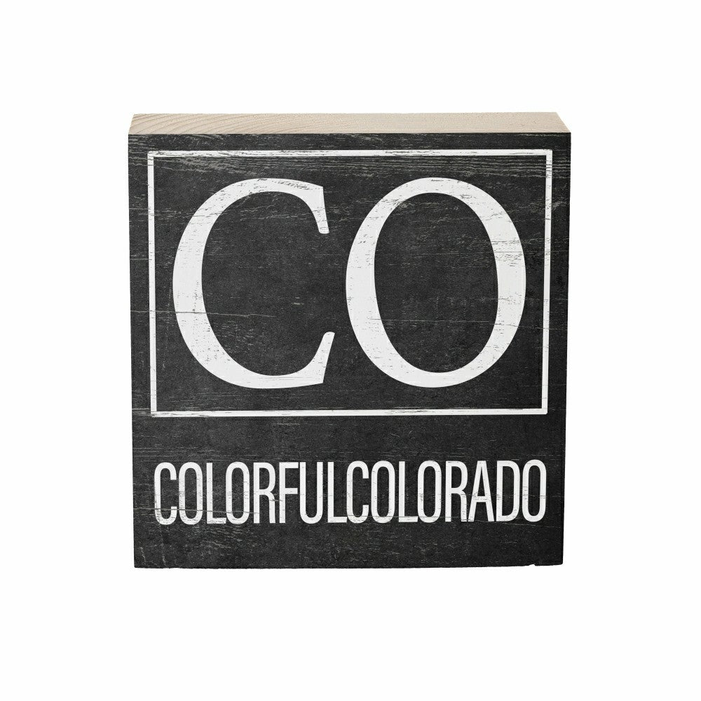 Plow & Hearth State Sign Wood Block Colorado 6"x6"