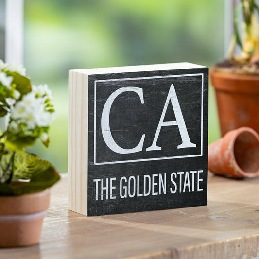 Plow & Hearth State Sign Wood Block California 6"x6"