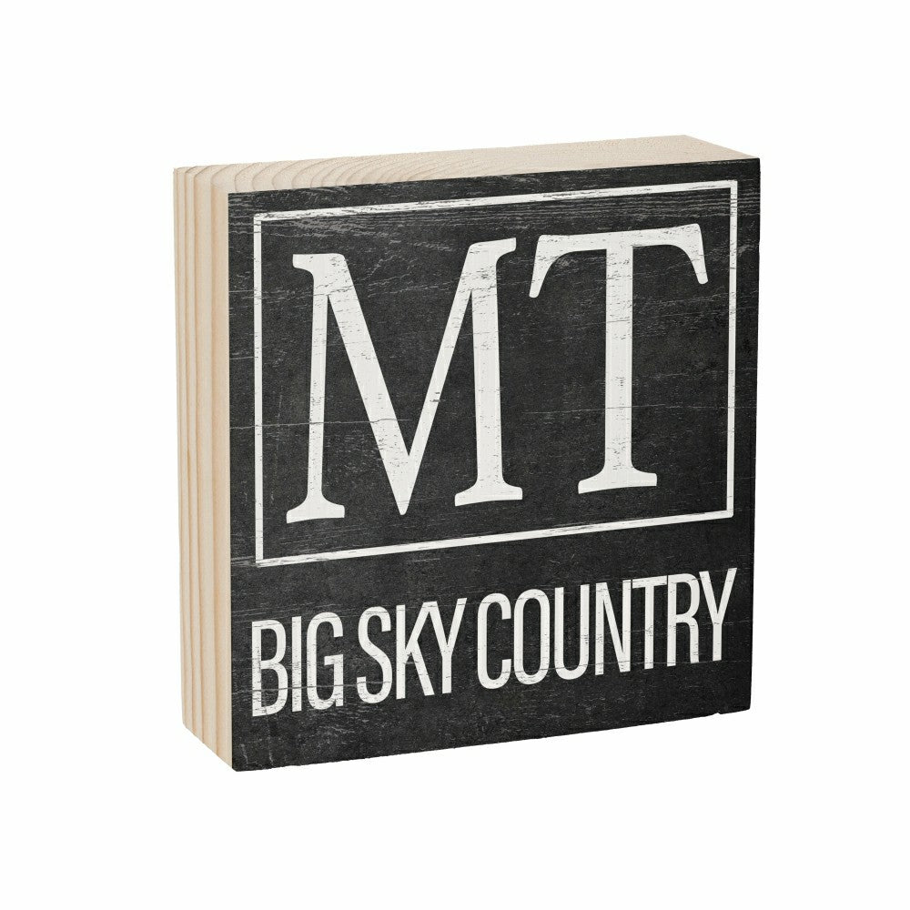 Plow & Hearth State Sign Wood Block Montana 6"x6"