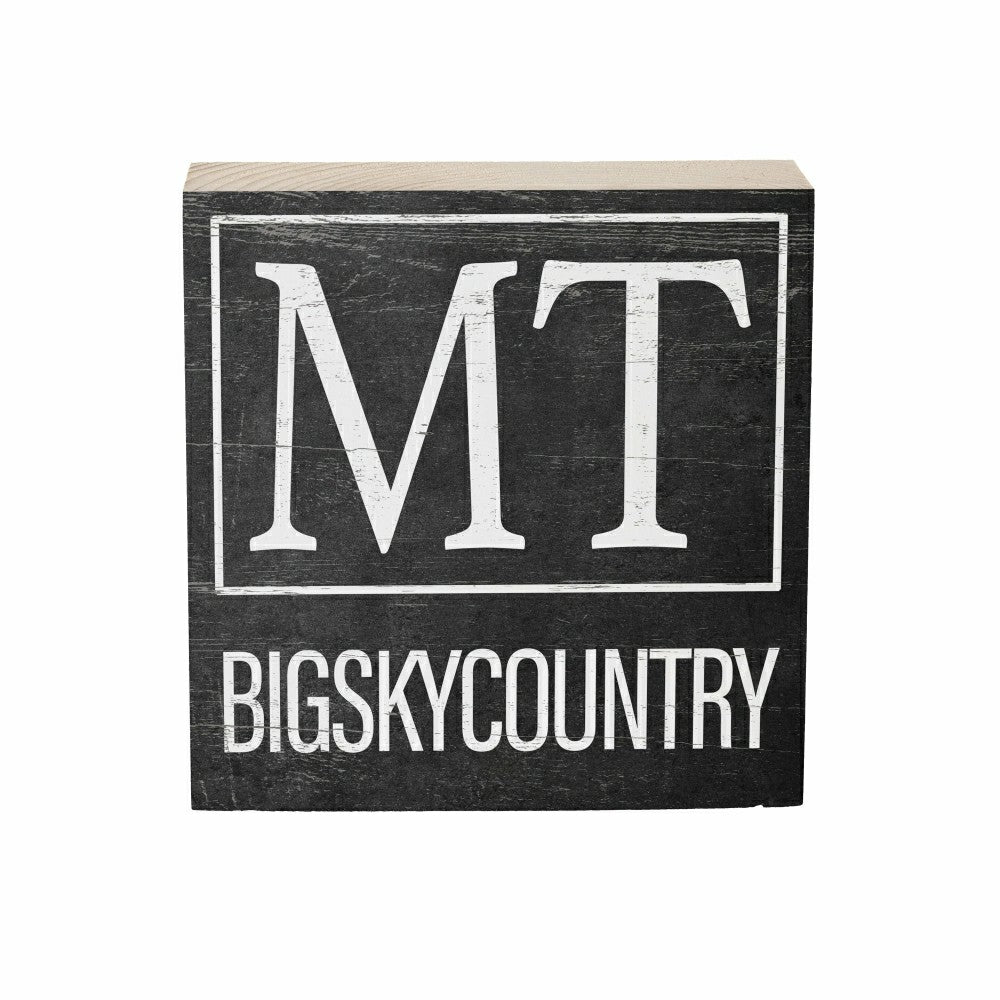 Plow & Hearth State Sign Wood Block Montana 6"x6"