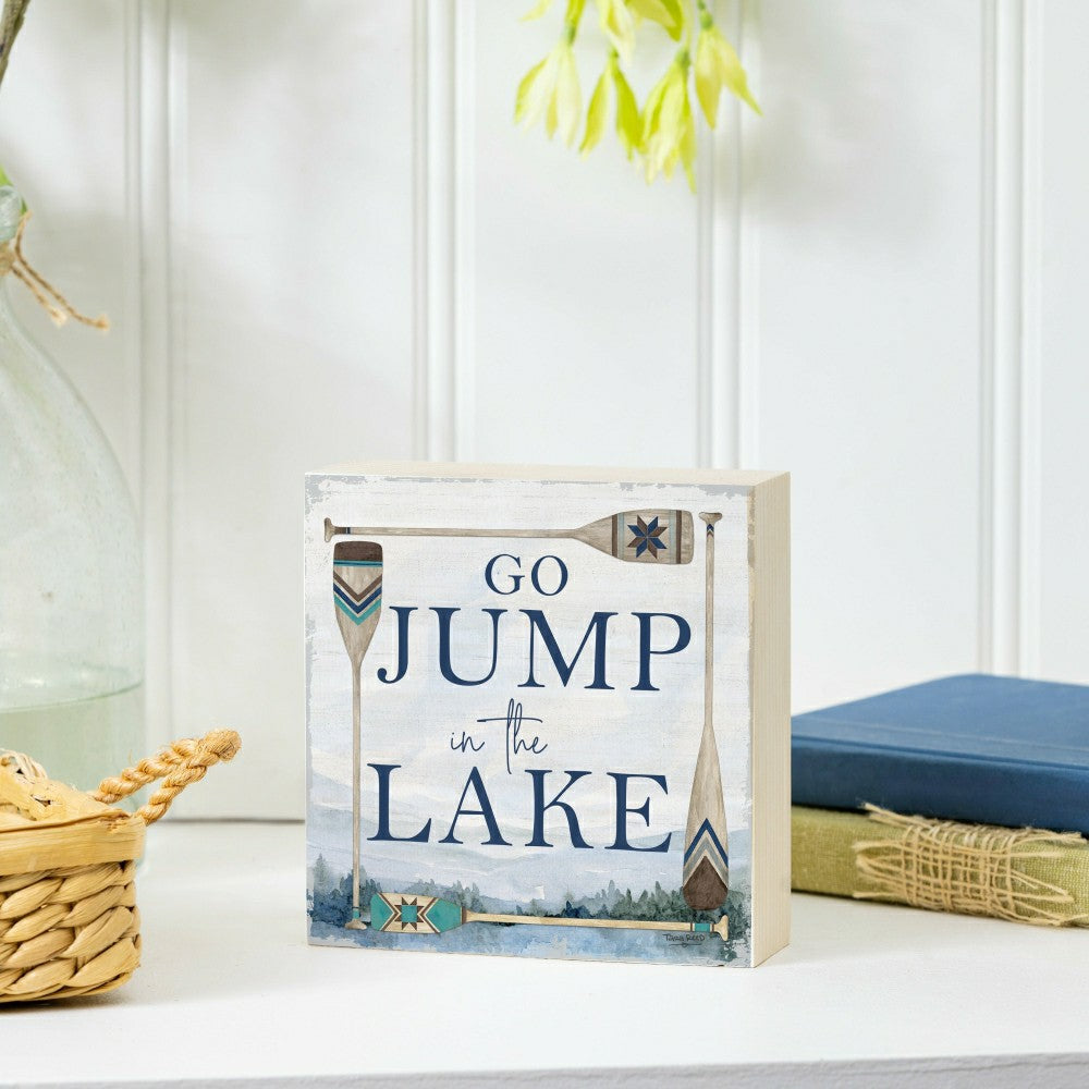 Plow & Hearth Lake Living Wooden Plock Lake Go Jump 6x6"