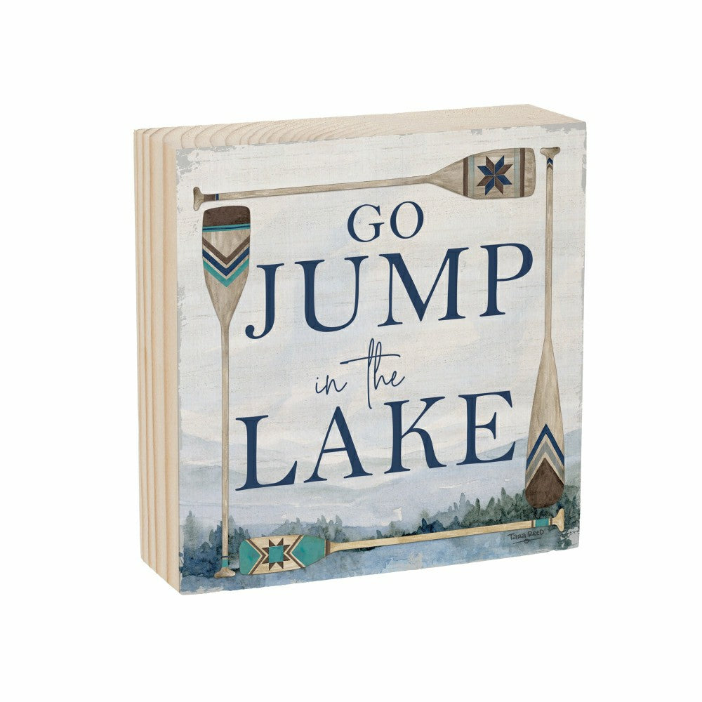 Plow & Hearth Lake Living Wooden Plock Lake Go Jump 6x6"