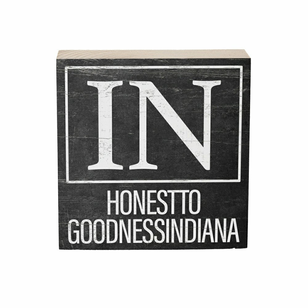 Plow & Hearth State Sign Wood Block Indiana 6"x6"