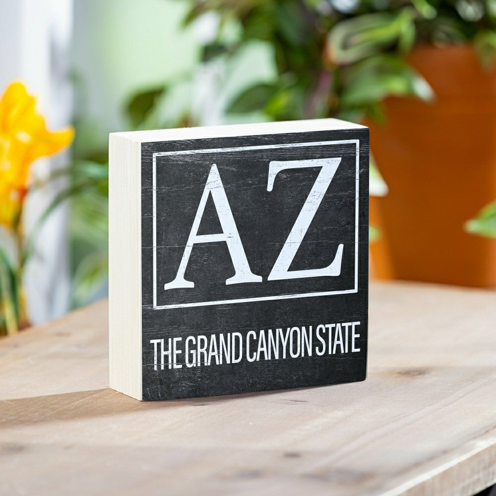 Plow & Hearth State Arizona Sign Wood Block, 6"x6"