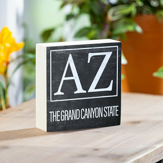 Plow & Hearth State Arizona Sign Wood Block, 6"x6"