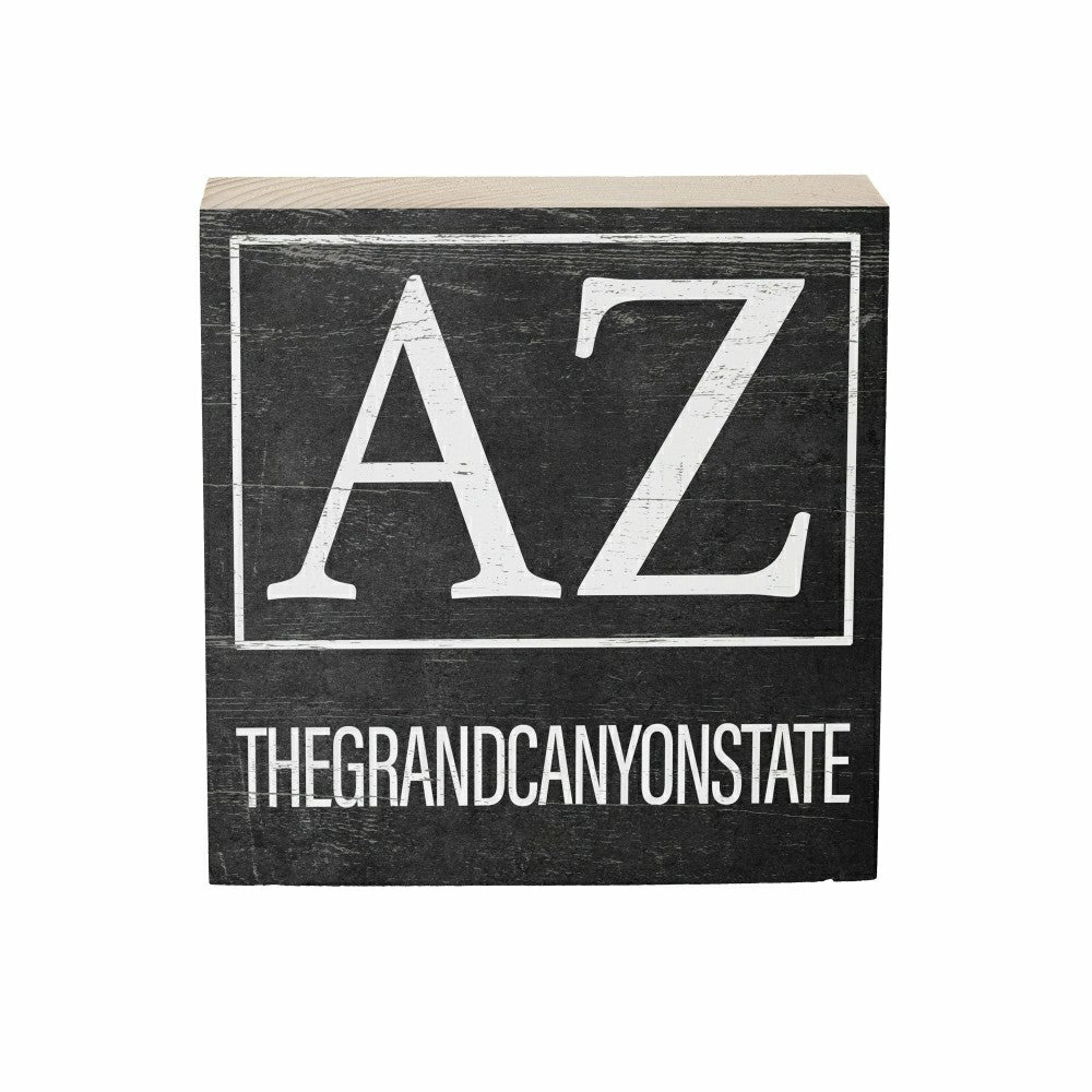 Plow & Hearth State Arizona Sign Wood Block, 6"x6"