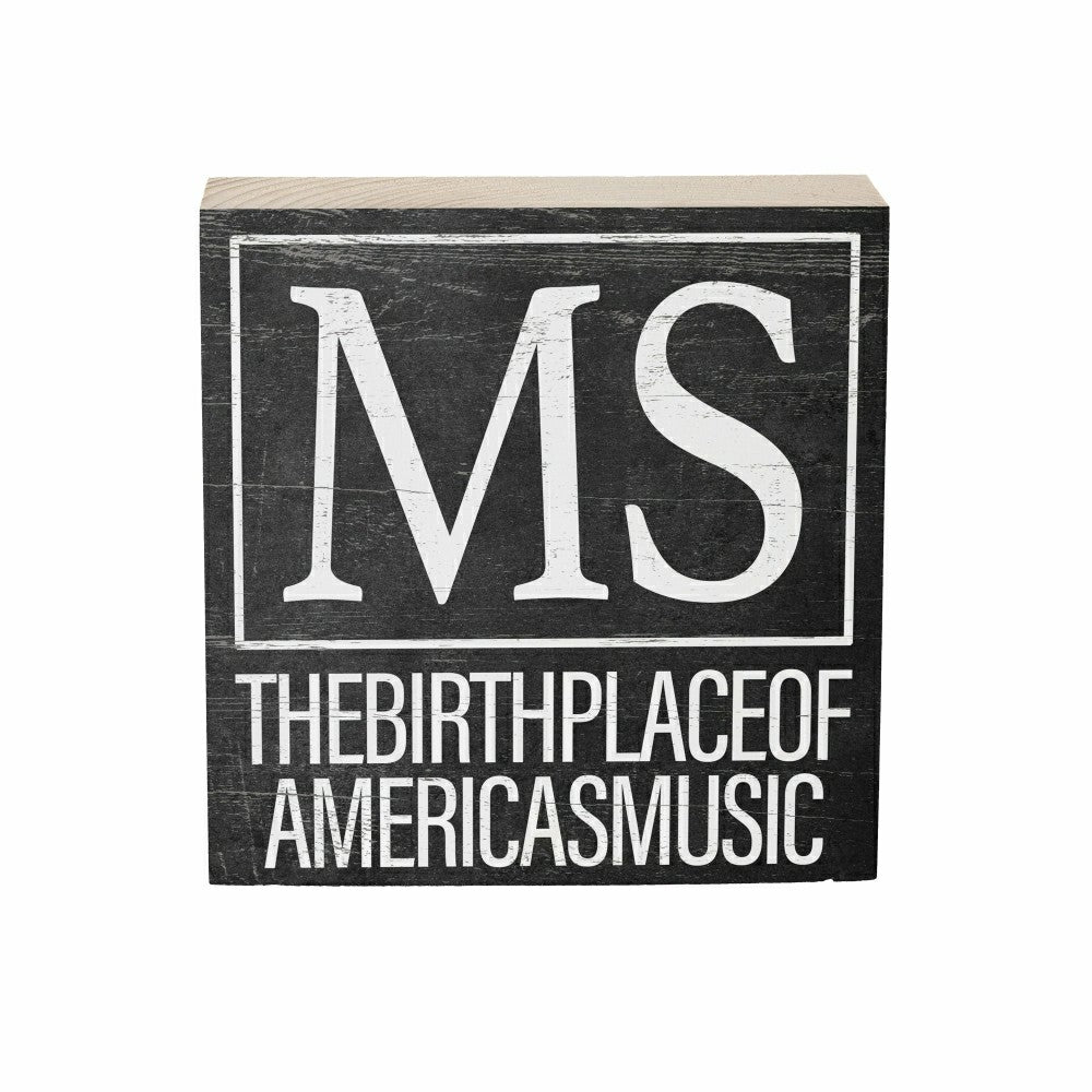 Plow & Hearth State Sign Wood Block Mississippi 6"x6"