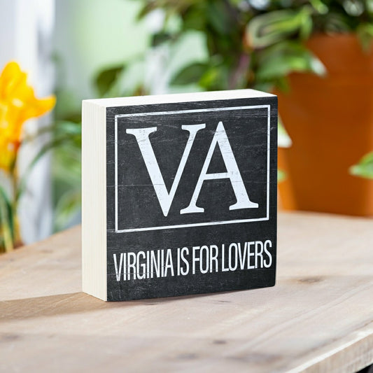 Plow & Hearth State Sign Wood Block Virginia 6"x6"