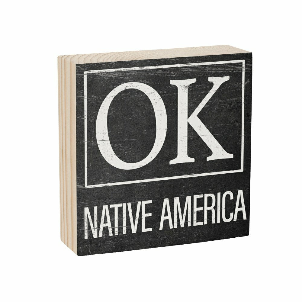 Plow & Hearth State Sign Wood Block Oklahoma 6"x6"