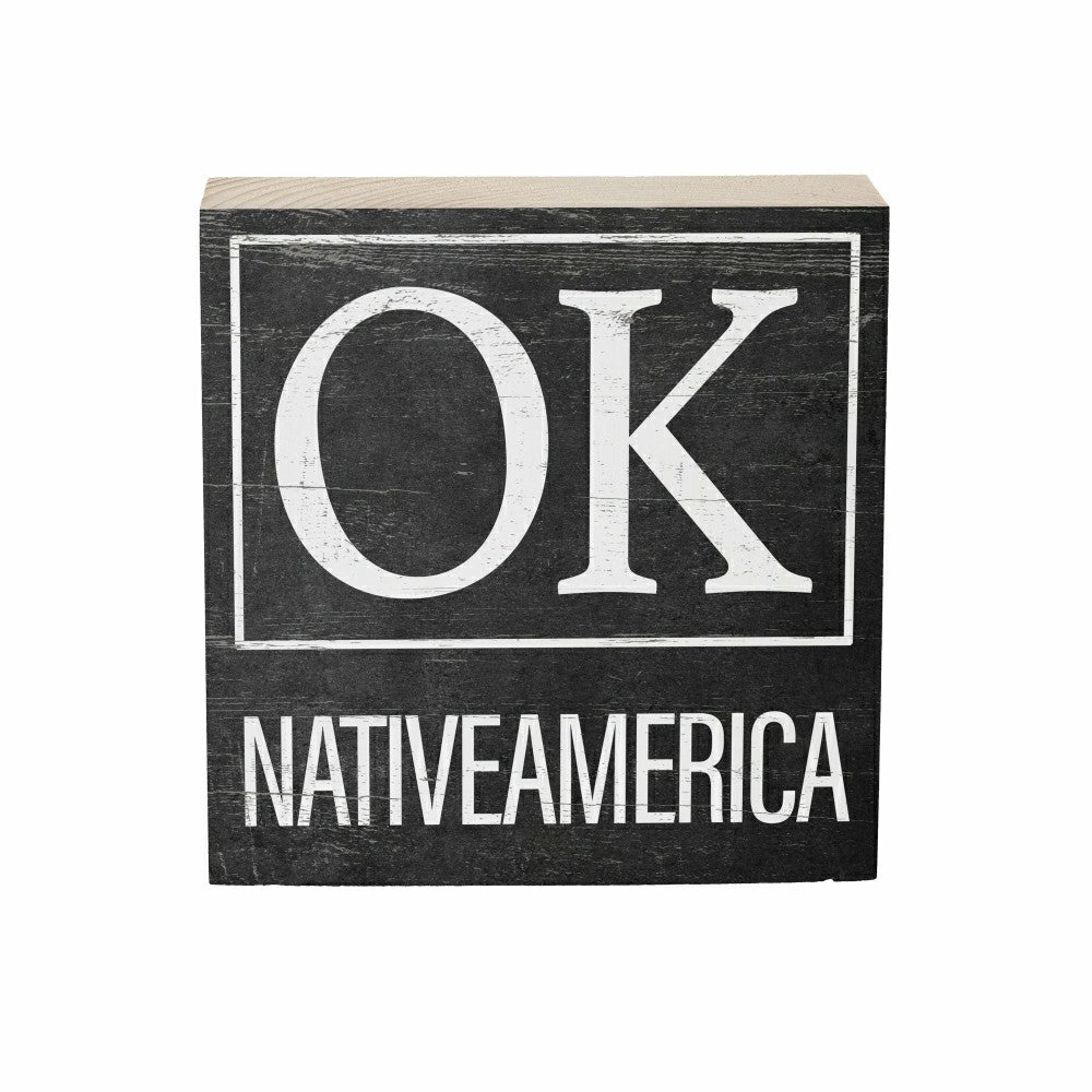 Plow & Hearth State Sign Wood Block Oklahoma 6"x6"