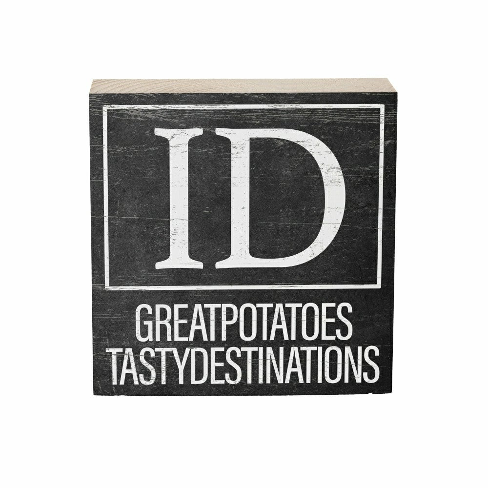 Plow & Hearth State Sign Wood Block Idaho 6"x6"