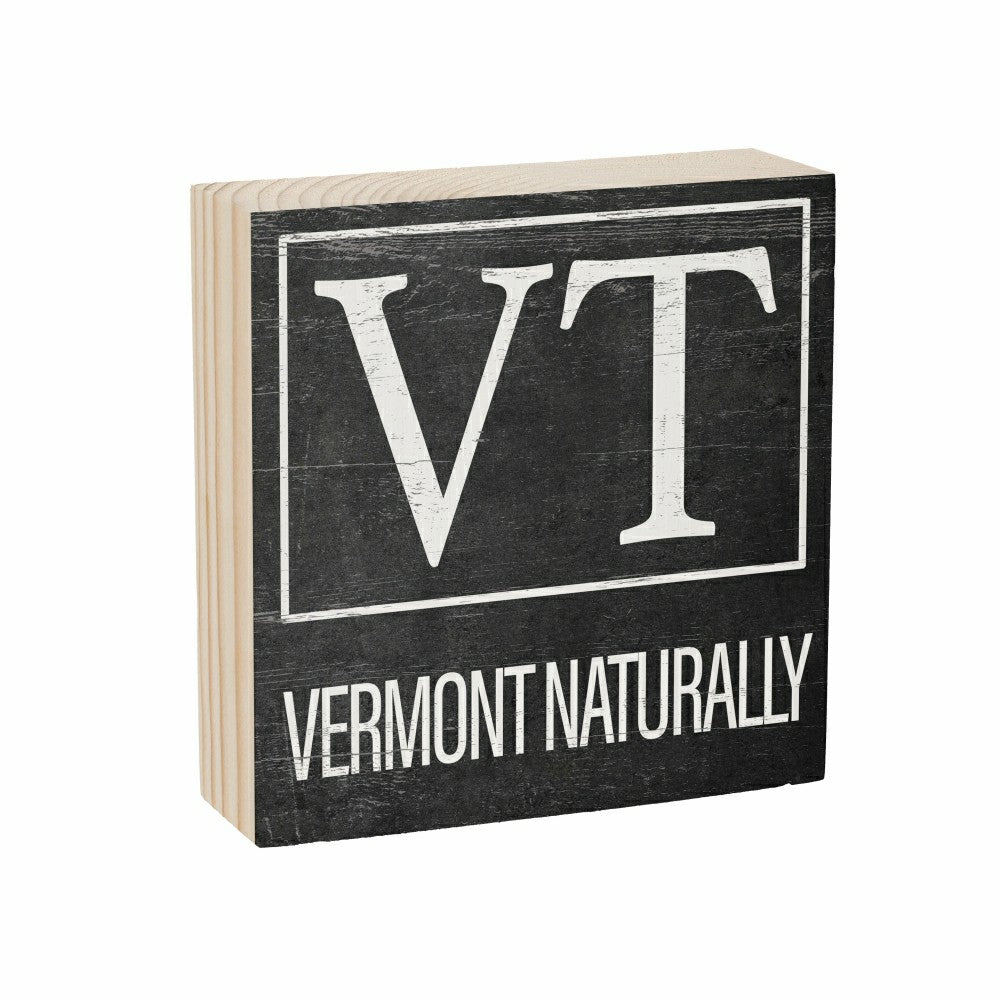 Plow & Hearth State Sign Wood Block Vermont 6"x6"