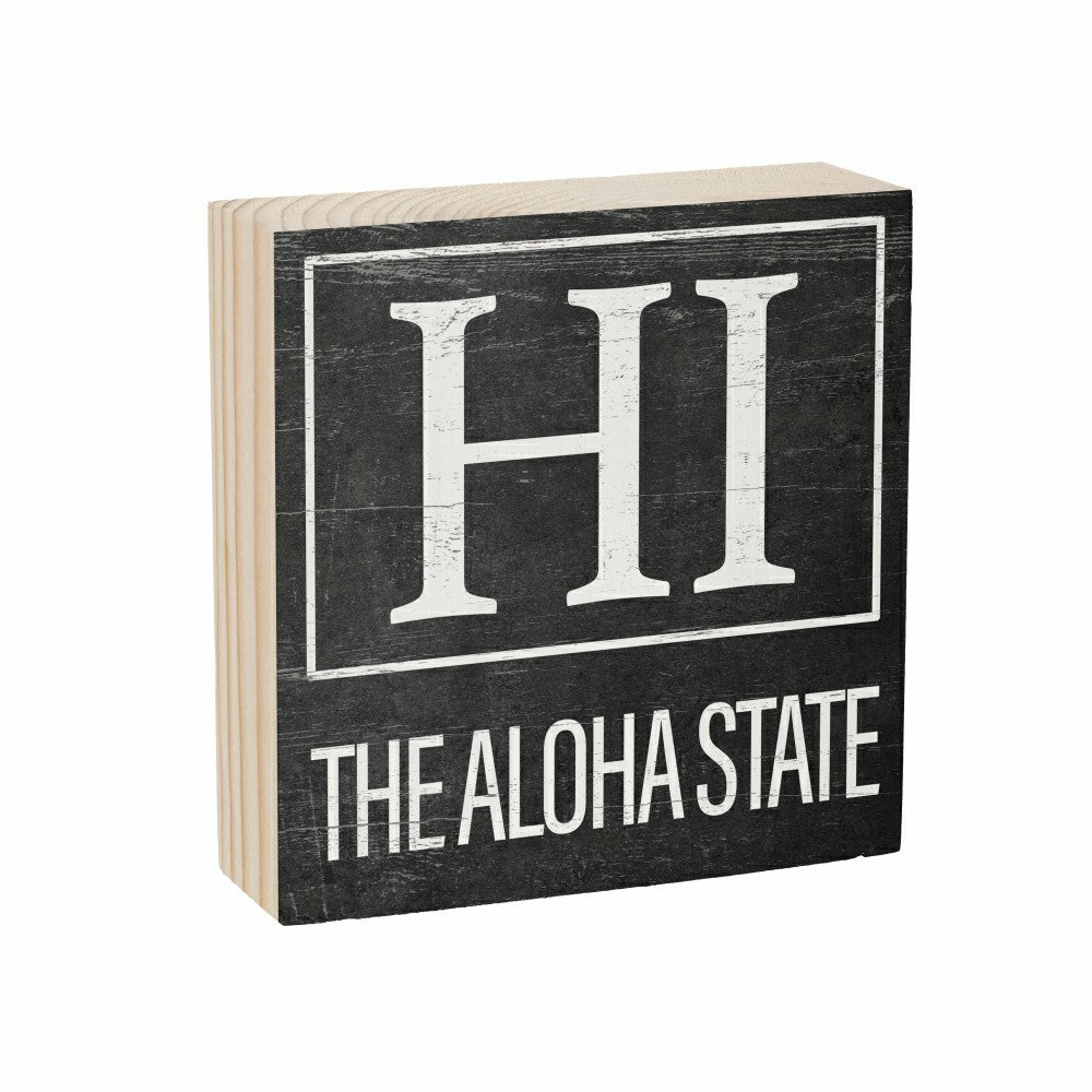 Plow & Hearth State Sign Wood Block Hawaii 6"x6"