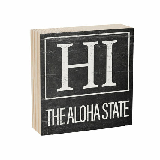 Plow & Hearth State Sign Wood Block Hawaii 6"x6"