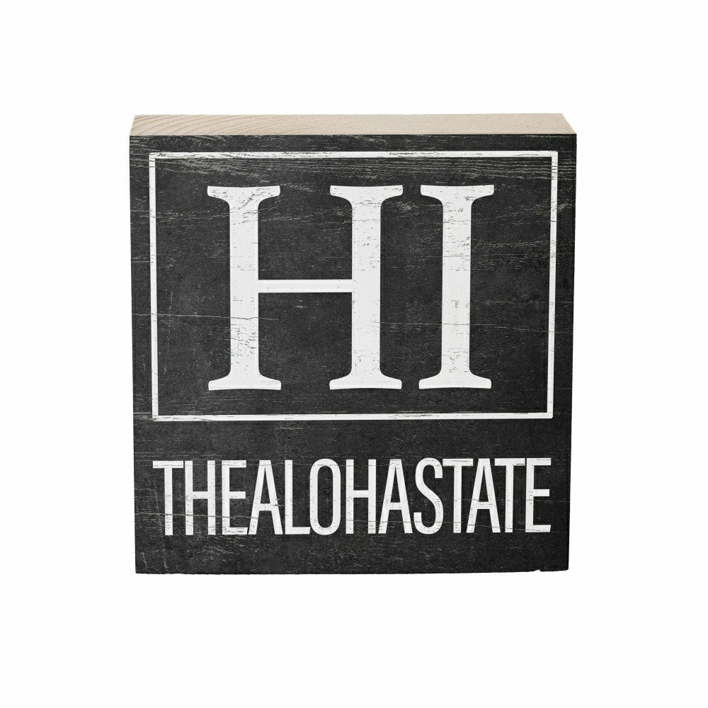 Plow & Hearth State Sign Wood Block Hawaii 6"x6"