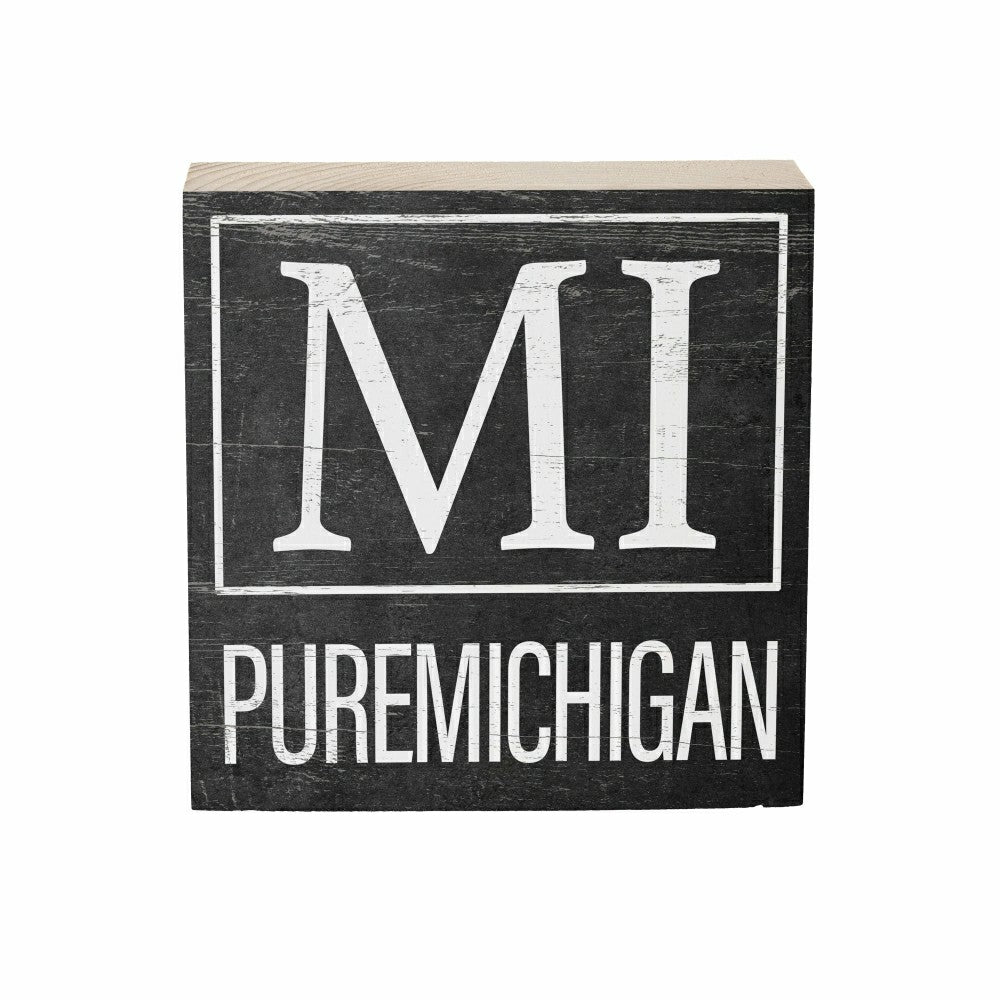 Plow & Hearth State Sign Wood Block Michigan 6"x6"