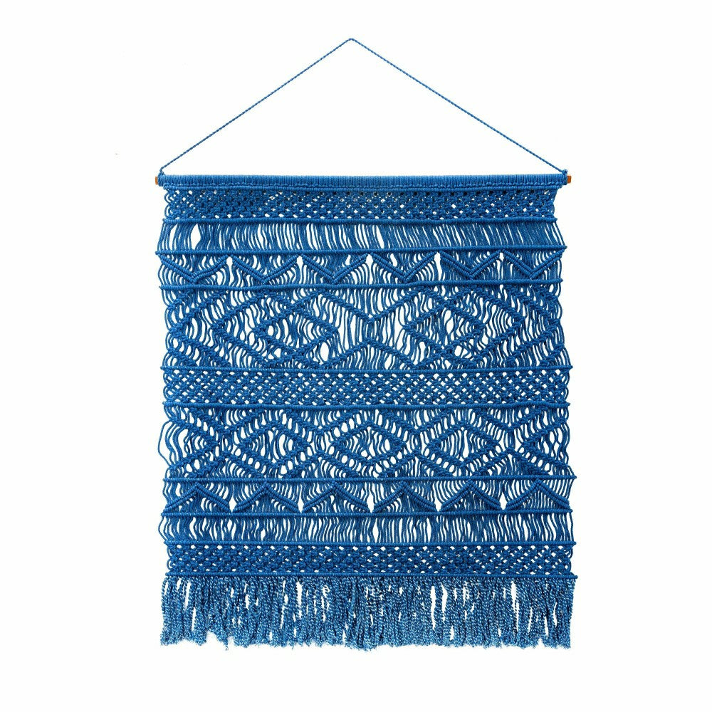 Plow & Hearth Large Macramé Wall Hanging, Navy