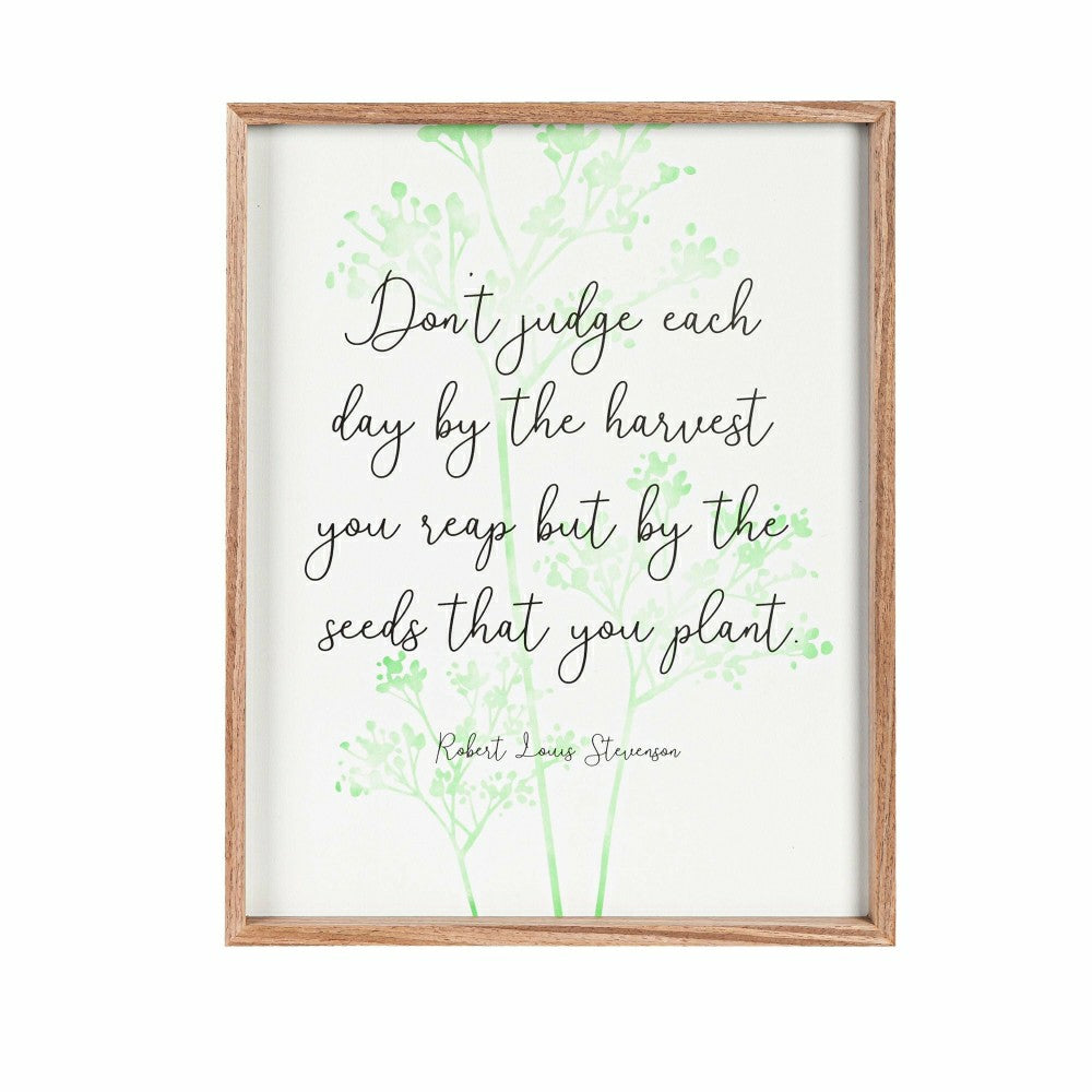Plow & Hearth Pollinator Garden Indoor Wall Décor, Wood, Inspirational Leaves Print