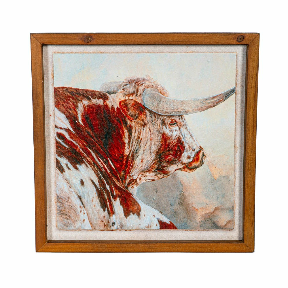 Plow & Hearth Longhorn Metal and Wood Wall Décor, 16"L x 16"H