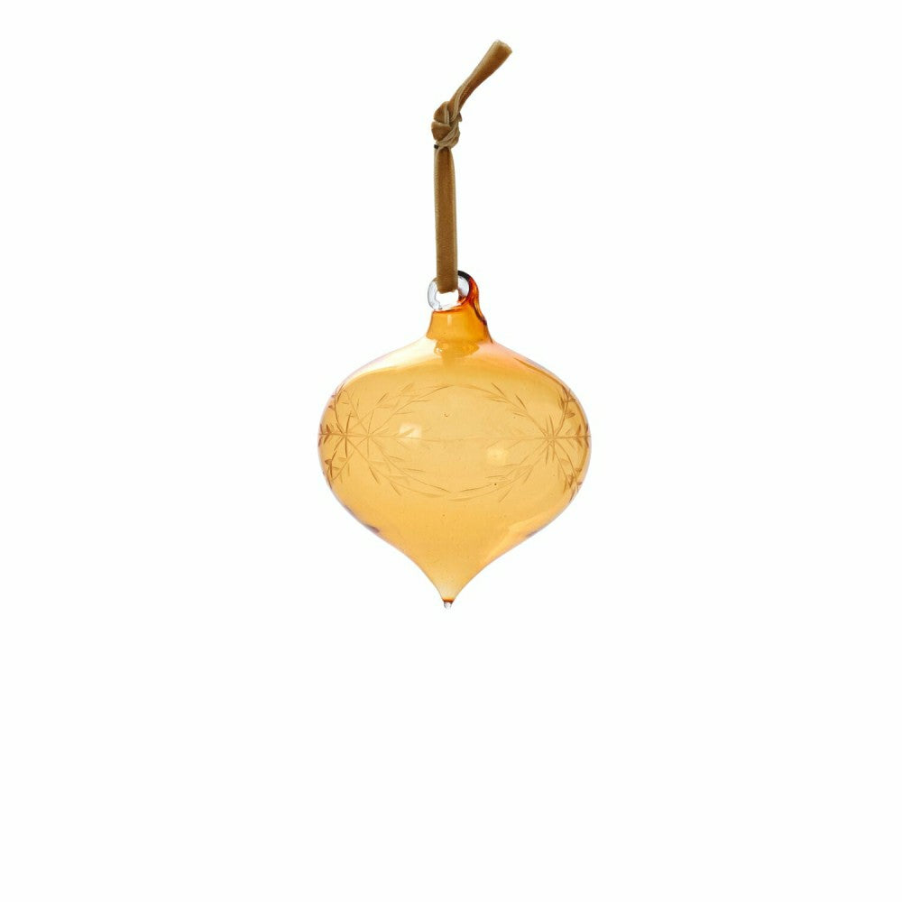 Plow & Hearth Etched Bauble Ornament, Amber