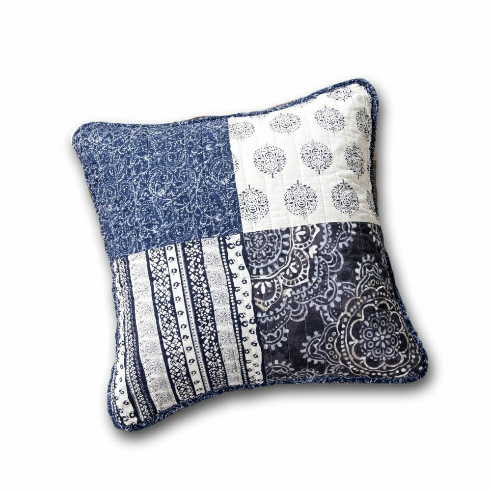 Plow & Hearth Set of 2-Pieces Bohemian Denim Blue Elegance Throw Pillow Covers