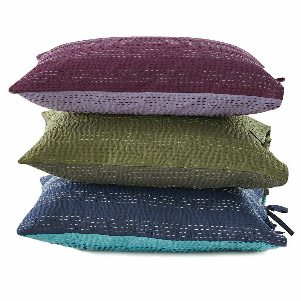 Plow & Hearth Hand Stitched Reversible Kantha Pillow Sham Pairs