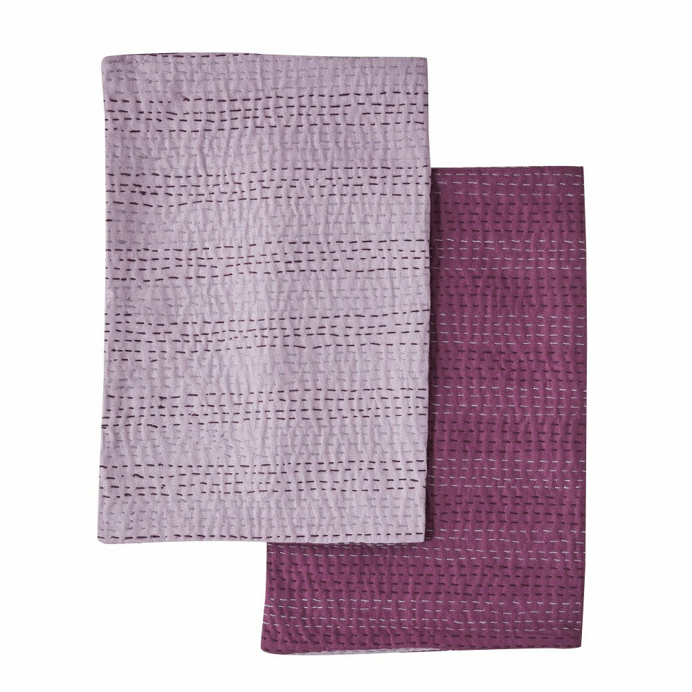Plow & Hearth Hand Stitched Reversible Kantha Pillow Sham Pairs