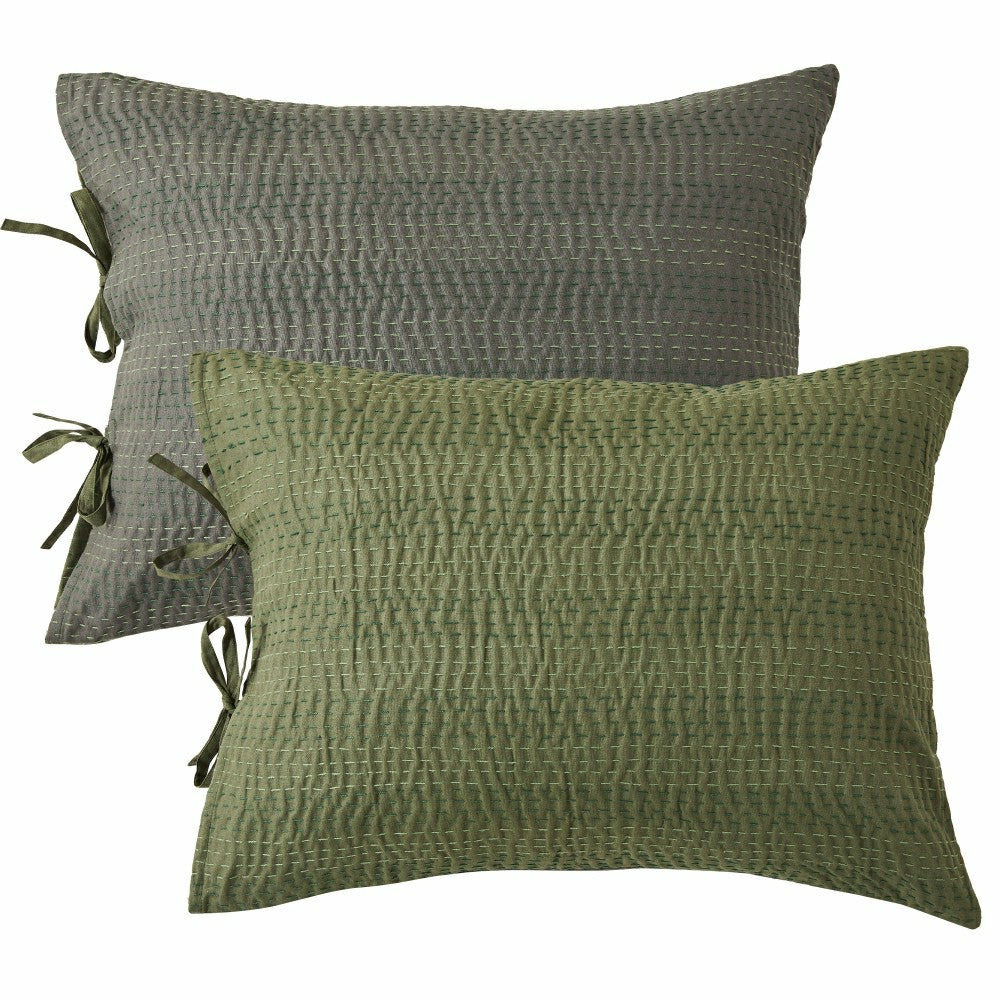 Plow & Hearth Hand Stitched Reversible Kantha Pillow Sham Pairs