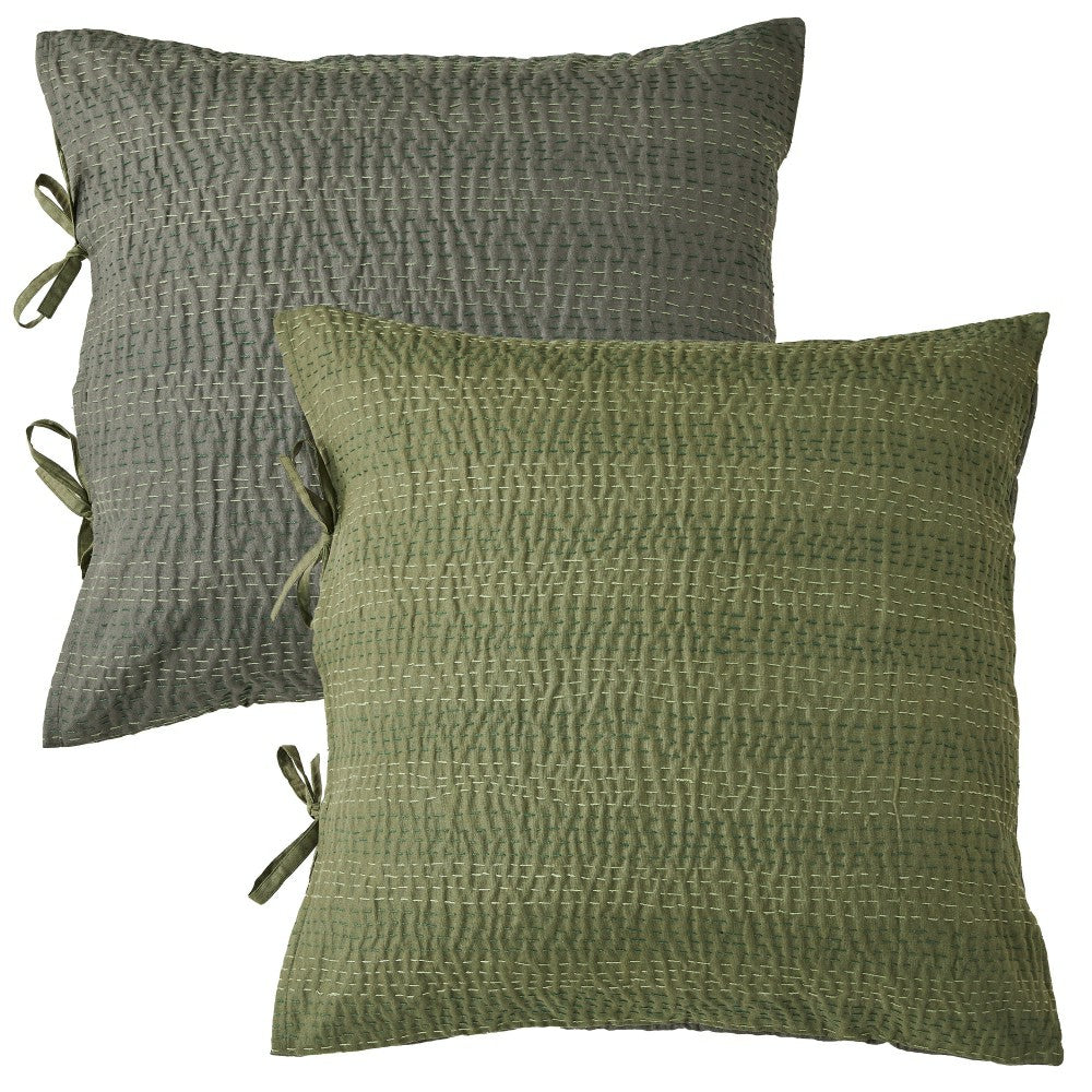 Plow & Hearth Hand Stitched Reversible Kantha Pillow Sham Pairs