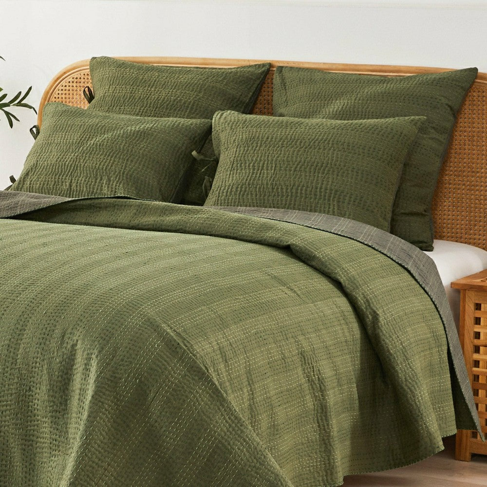 Plow & Hearth Hand Stitched Reversible Kantha Pillow Sham Pairs