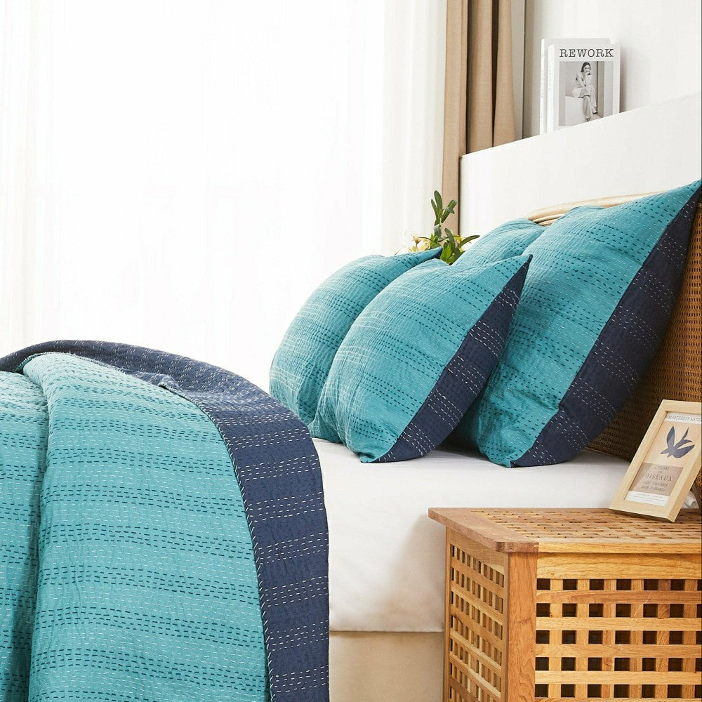 Plow & Hearth Hand Stitched Reversible Kantha Pillow Sham Pairs