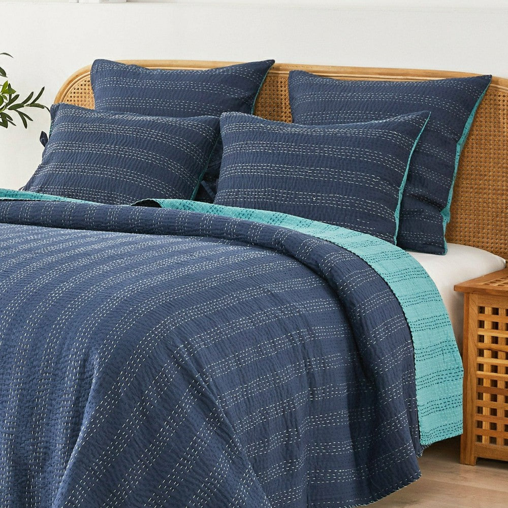 Plow & Hearth Hand Stitched Reversible Kantha Pillow Sham Pairs