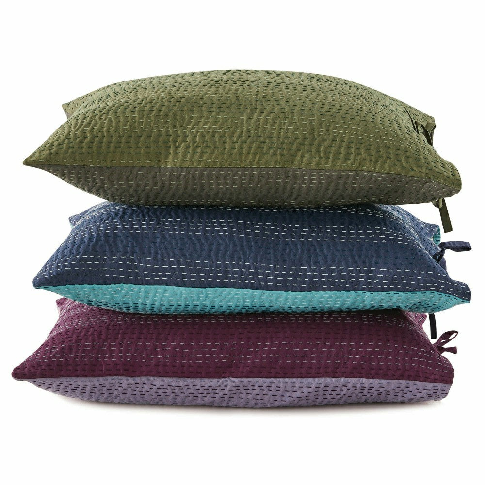 Plow & Hearth Hand Stitched Reversible Kantha Pillow Sham Pairs