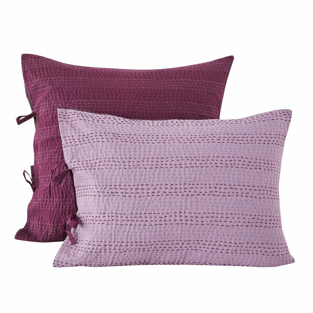 Plow & Hearth Hand Stitched Reversible Kantha Pillow Sham Pairs