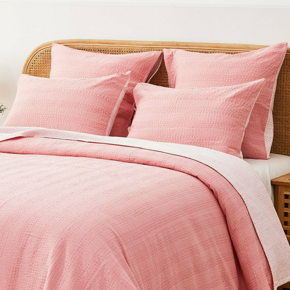 Plow & Hearth Hand Stitched Reversible Kantha Pillow Sham Pairs