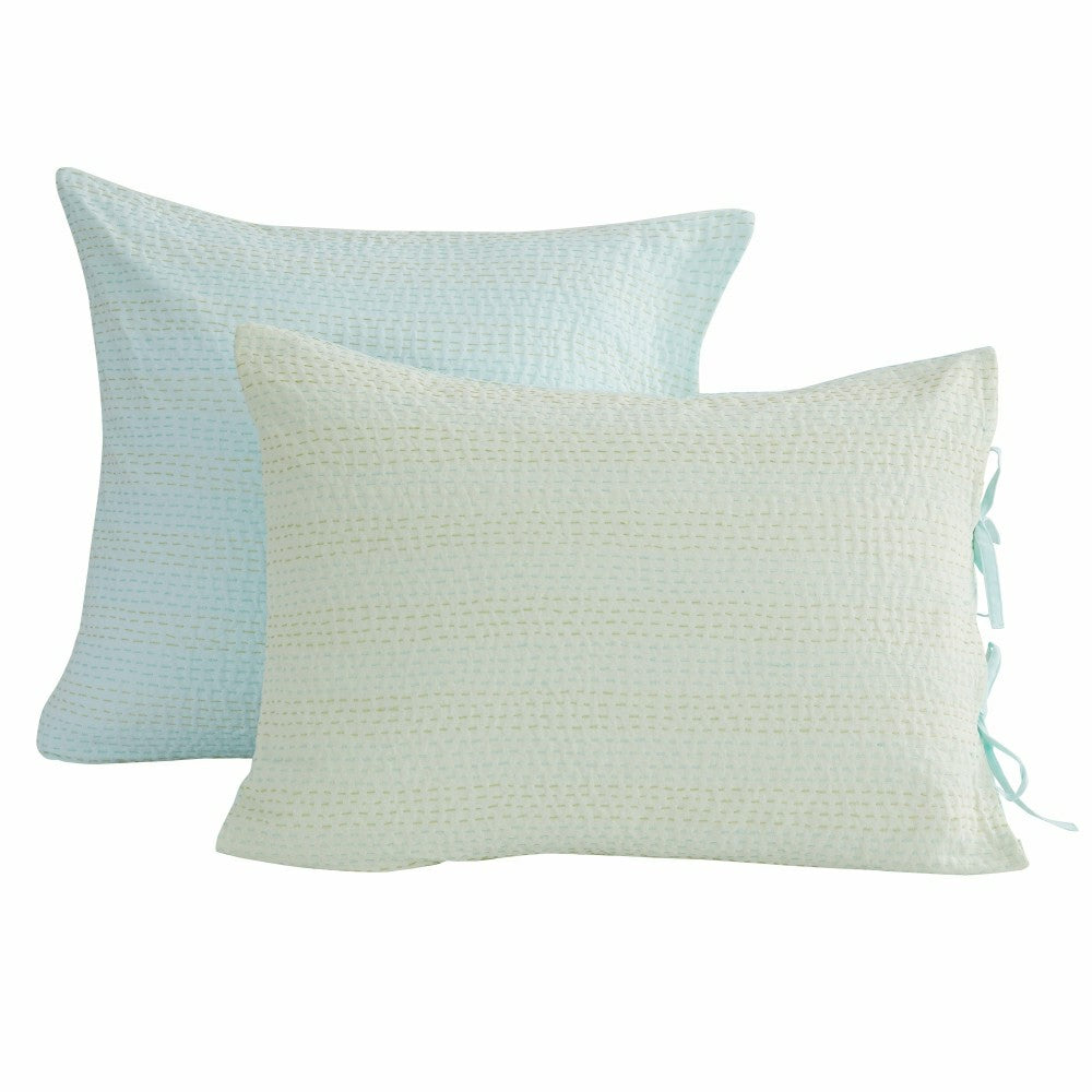Plow & Hearth Hand Stitched Reversible Kantha Pillow Sham Pairs