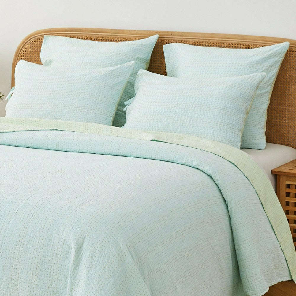 Plow & Hearth Hand Stitched Reversible Kantha Pillow Sham Pairs