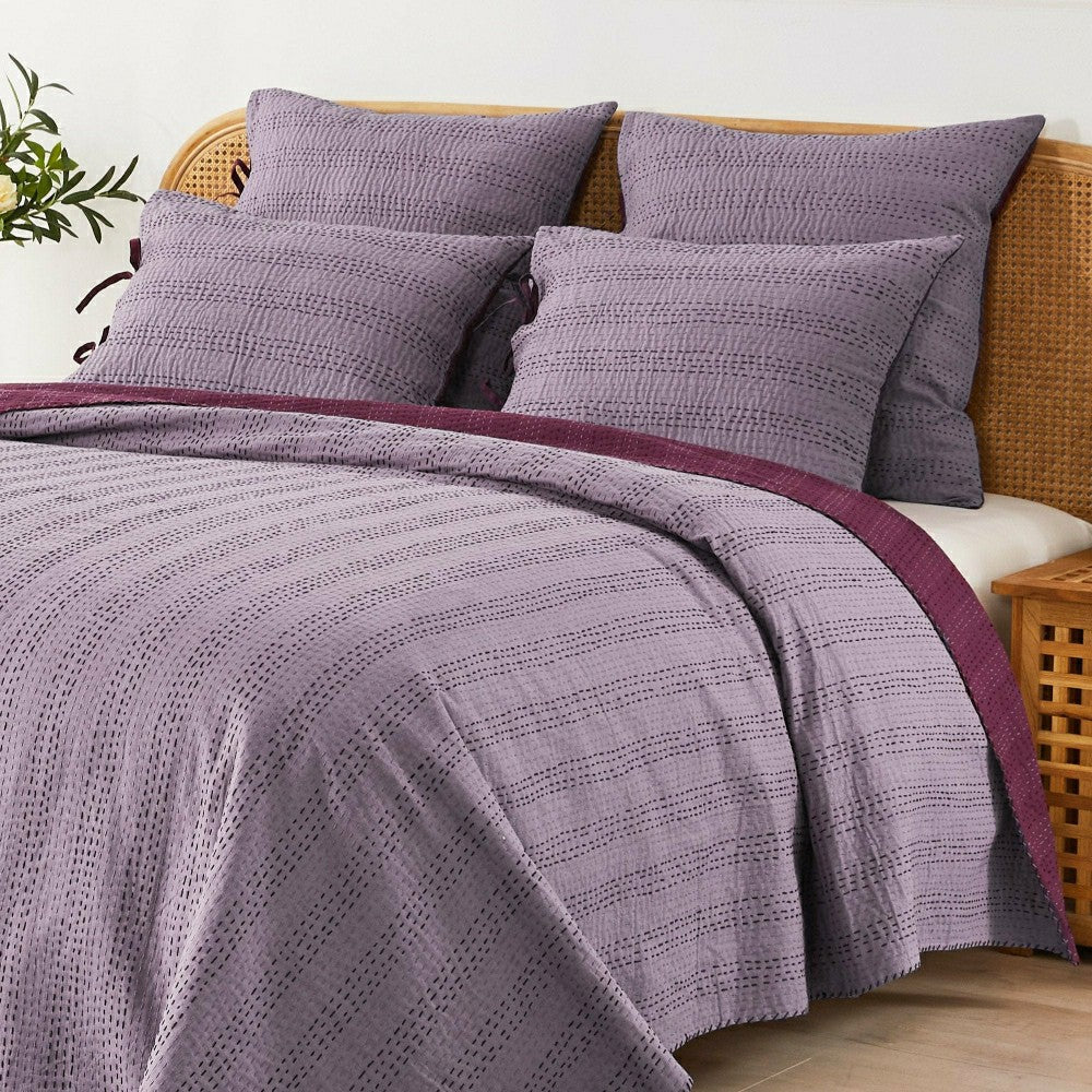 Plow & Hearth Hand Stitched Reversible Kantha Pillow Sham Pairs