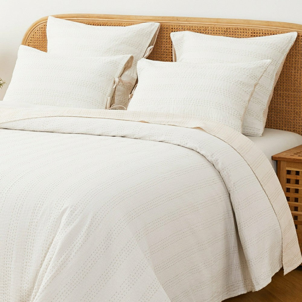 Plow & Hearth Hand Stitched Reversible Kantha Pillow Sham Pairs
