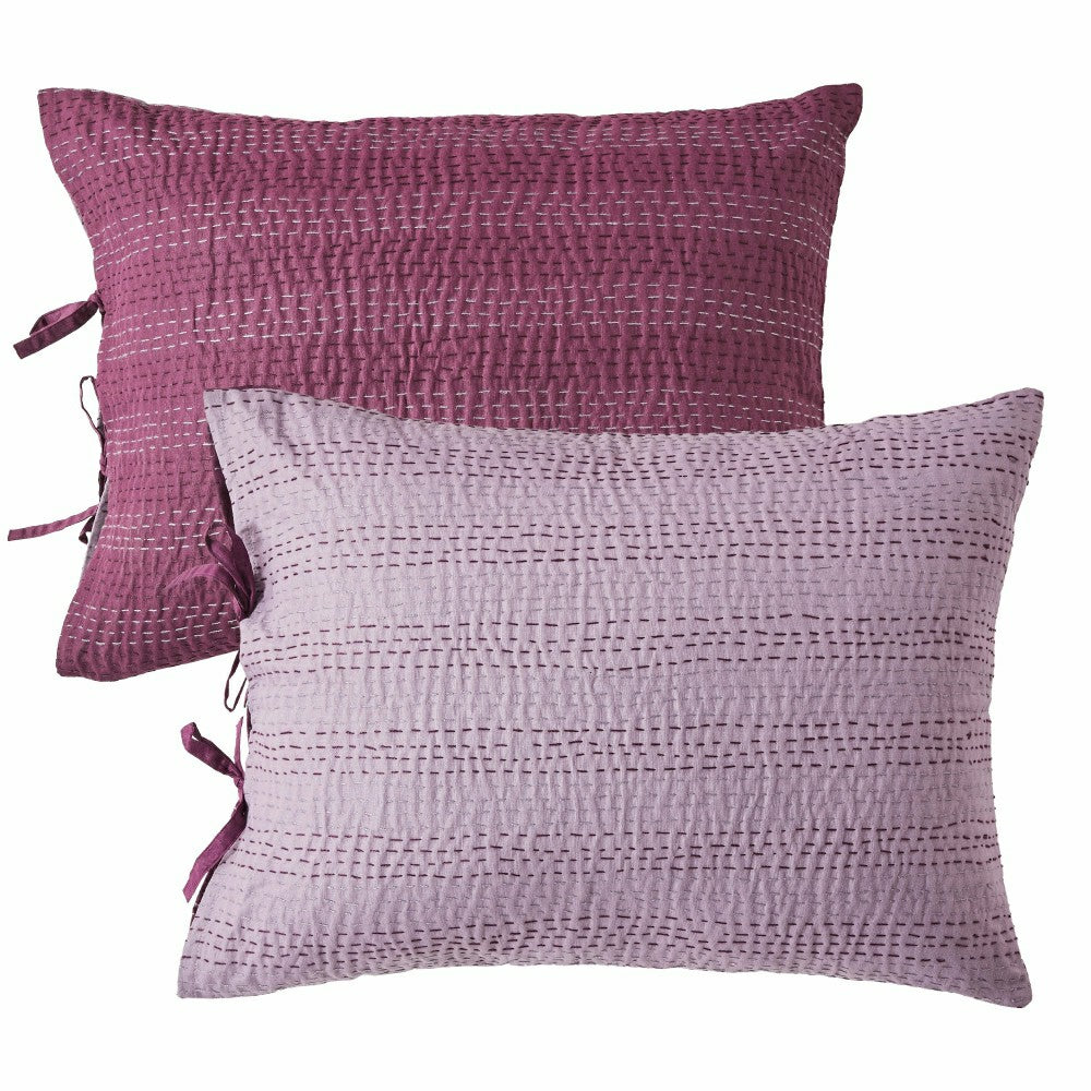 Plow & Hearth Hand Stitched Reversible Kantha Pillow Sham Pairs