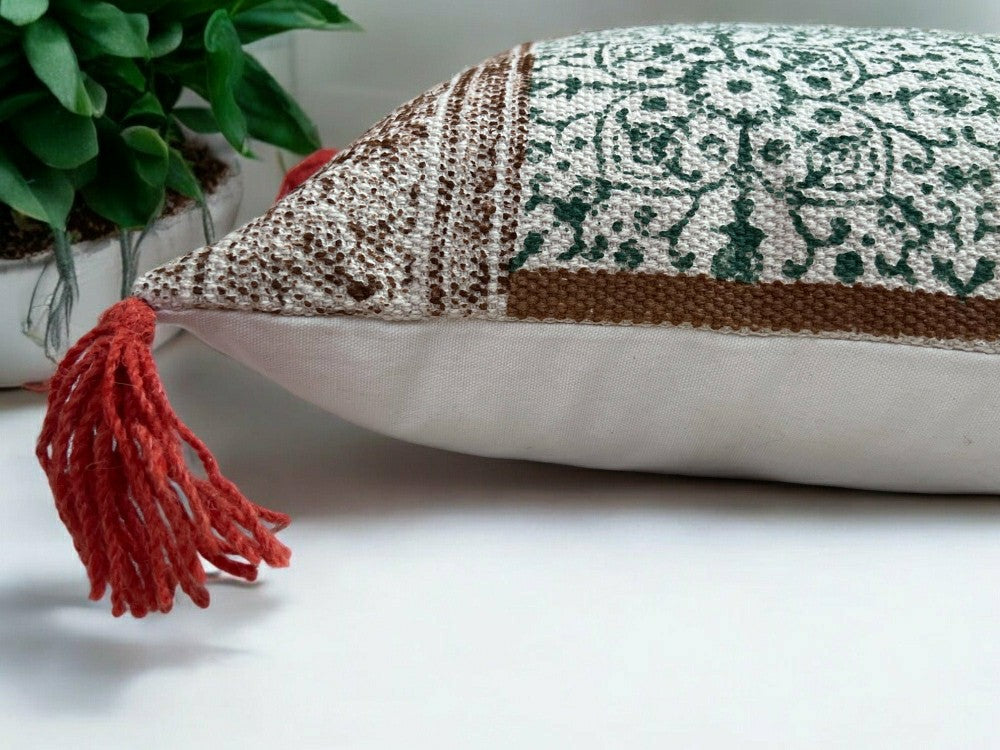 Plow & Hearth Hand Block Print Rectangular Throw Pillow