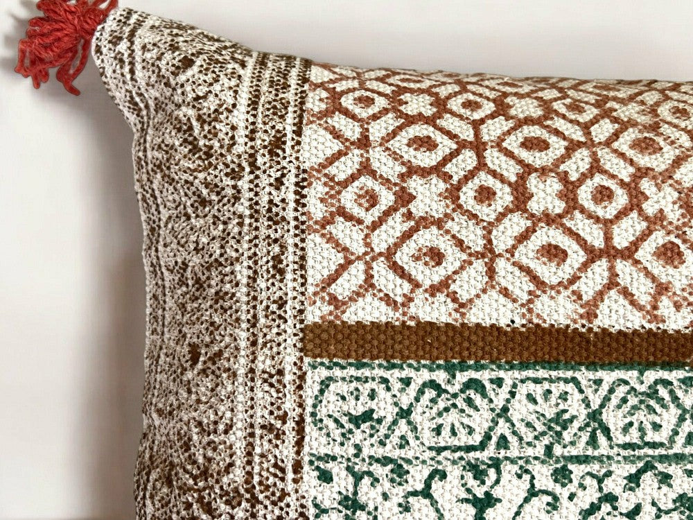 Plow & Hearth Hand Block Print Rectangular Throw Pillow