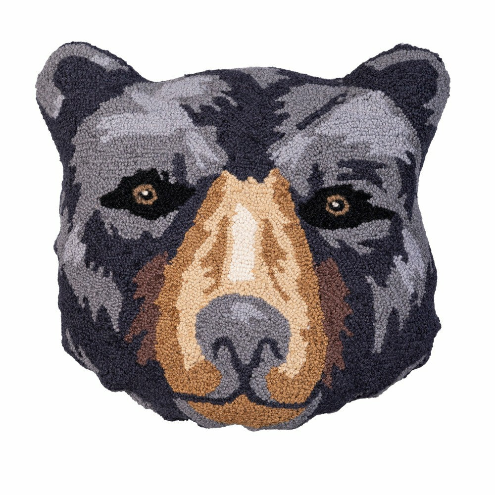 Plow & Hearth Black Bear Shaped Hooked Pillow