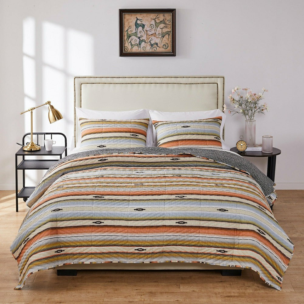 Plow & Hearth Painted Desert Reversible Bedding, Clay