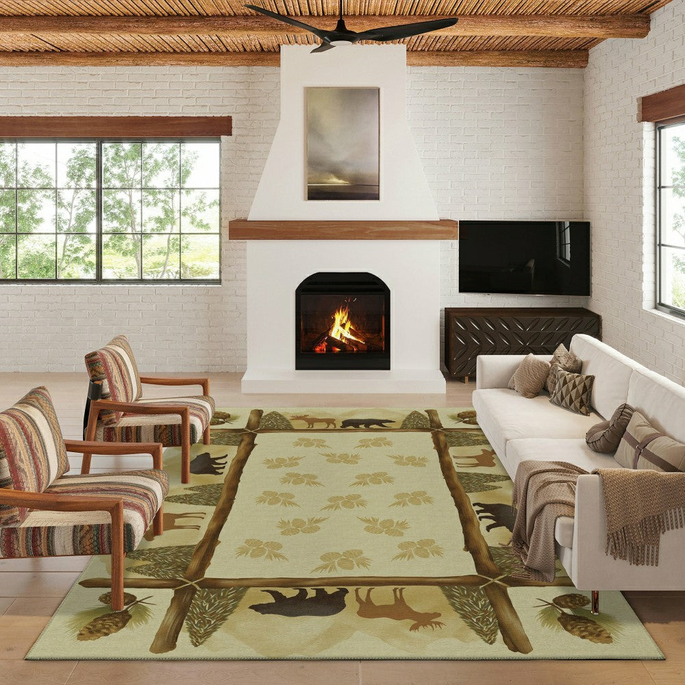 Plow & Hearth Woodland Excursion Block Polyester Rug