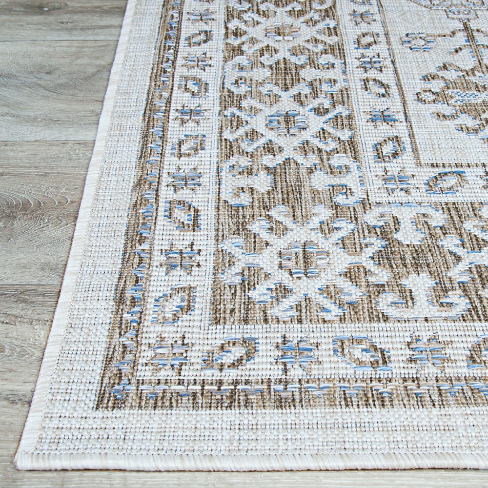 Plow & Hearth Charm Woodburn Ivory-Sand Indoor/Outdoor Area Rug